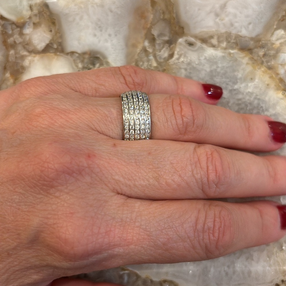 Sterling Silver Pave Eternity Band Ring Size 9